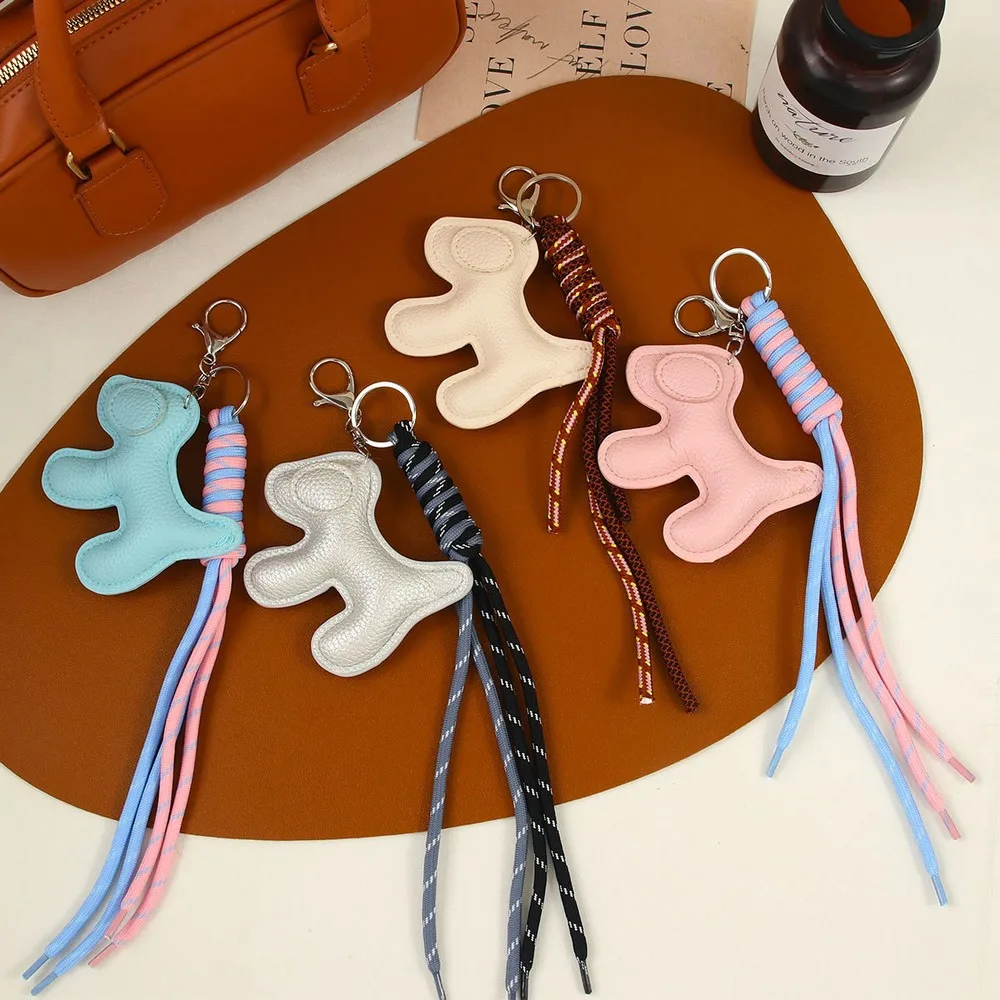 Bag Charm Keychain Stitched Figure Shaped Cord Tassel With Key Ring Clip For Purse Handbag Tote Bag Decoration Fashion Accessory
