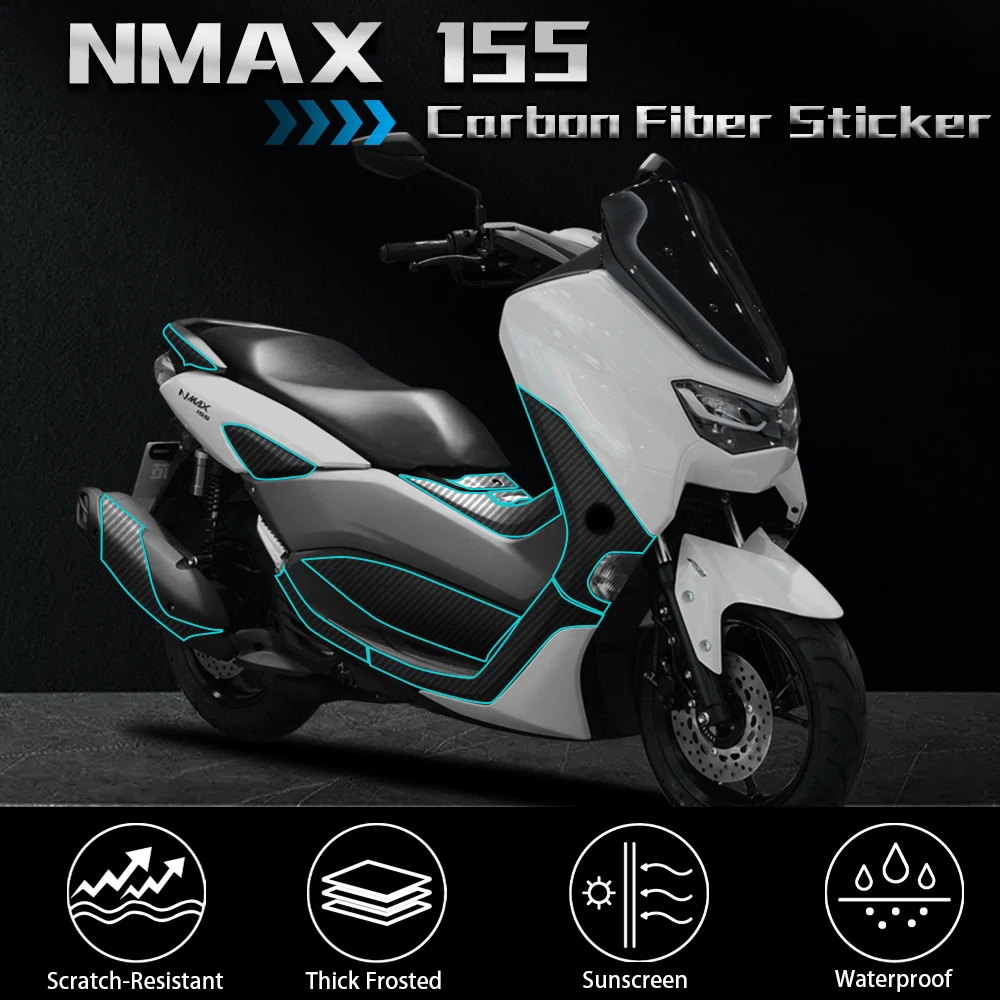 Dla Nmax155 nmax155 skuter motocykl naklejka z włókna węglowego całe ciało gumowa owiewka chroń kalkomania akcesoria wodoodporne