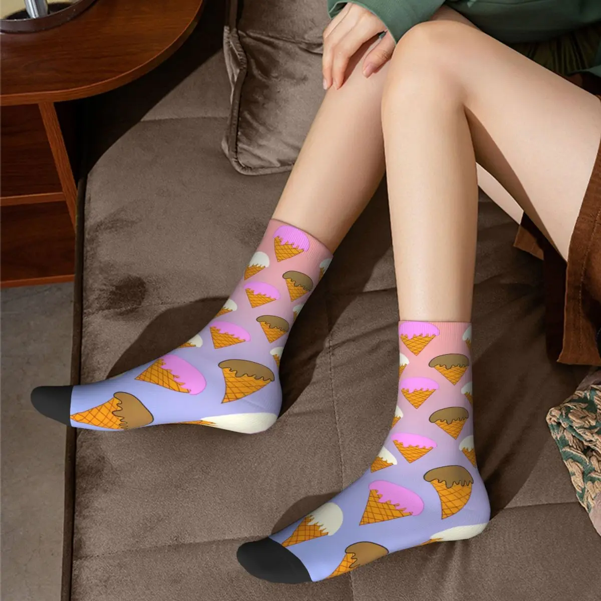Pattern Colorful Ice Cream Kawaii Socks Shopping Cartoon Pattern Socks