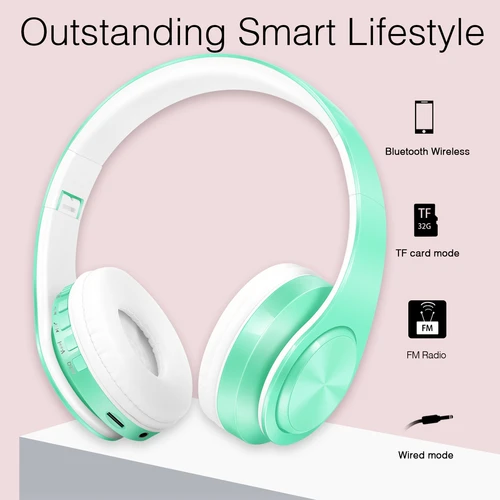 Imagen 2 del producto Auriculares estéreo Macaron refrescantes, auriculares Bluetooth, inalámbricos, manos libres, universales para dispositivo inteligente, TV móvil, PC y tableta