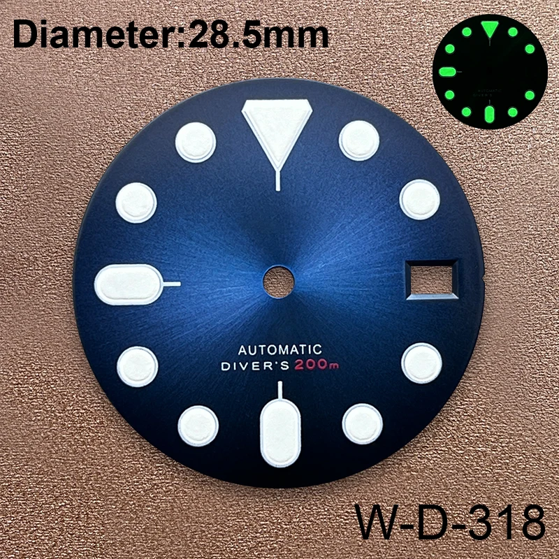 Quadrante con Logo S da 28.5mm adatto per NH35/NH36 movimento automatico giapponese C3 accessori per la modifica dell\'orologio luminoso verde forte