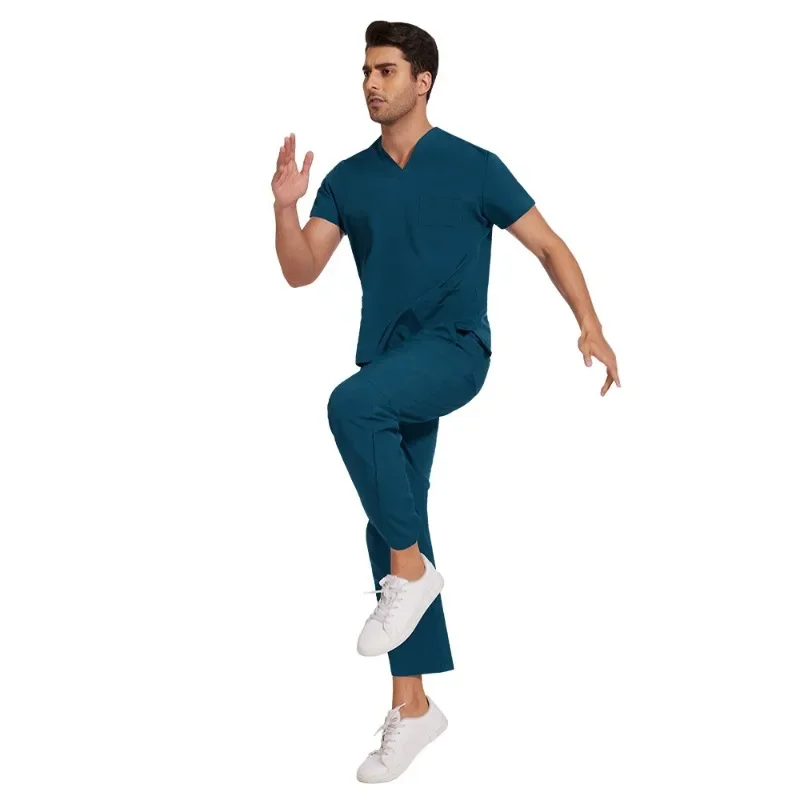 Clinical Green Gray Blue White Sanitary Dentist Medical Nursing Veterinary Surgical Uniform Men Work Wear Jogger Man Scrubs Set