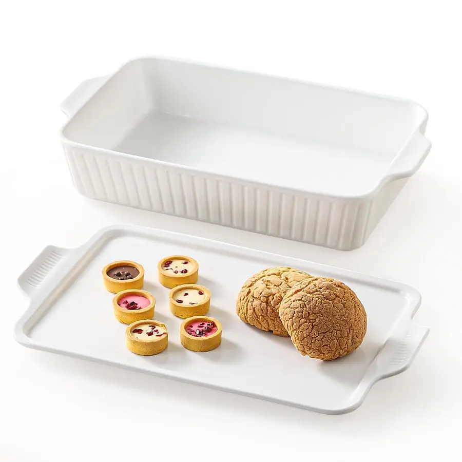 

Large Casserole Dish with Lid, Deep 5.2Qt 9x13 2in1 Ceramic Baking Dish with Ceramic Lid, Extra Large Rectangular Baking Pan For