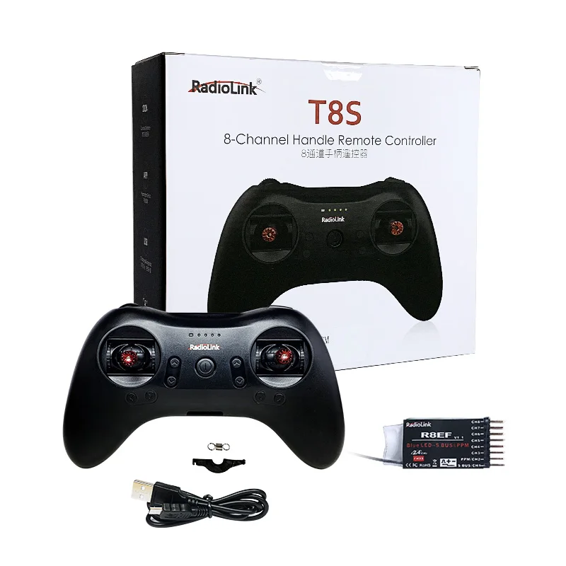 Radiolink T8S Radio Remote Transmitter 2.4G 8 Channel with Receiver R8EF Game Shape Controller 2000m for FPV Drone RC Aircraft