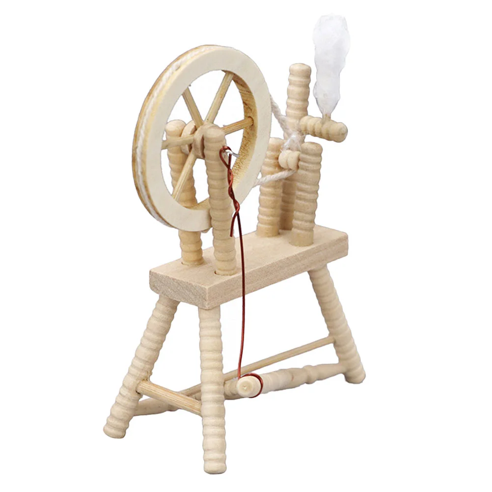Home Decor Vintage Model Spinning Wheel Wooden Textile Mini Furniture 88X7X42CM House Exquisite Hand Reeling Machine