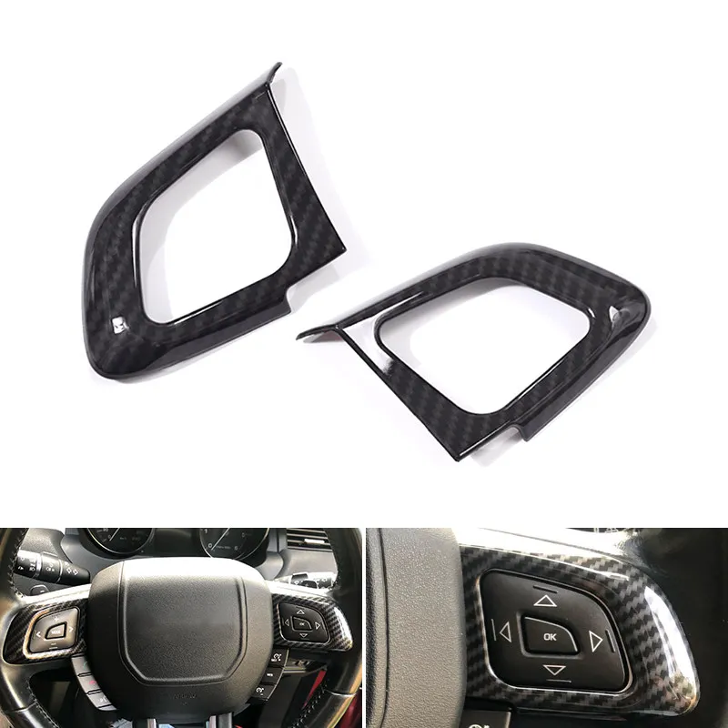 

2 шт. накладки на кнопки рулевого колеса для Land Rover Range Rover Evoque 2011-2017, текстура карбона, ABS-пластик