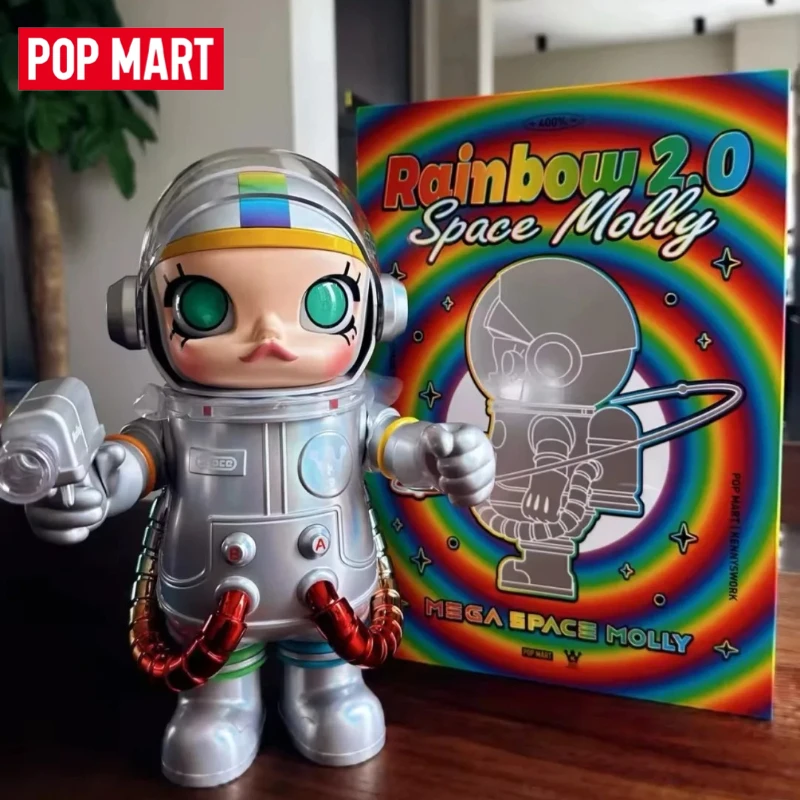 

Genuine POPMART SPACE MOLLY 400% Rainbow 2.0 Appreciate Artworks Creative Large Ornaments Trendy Toy