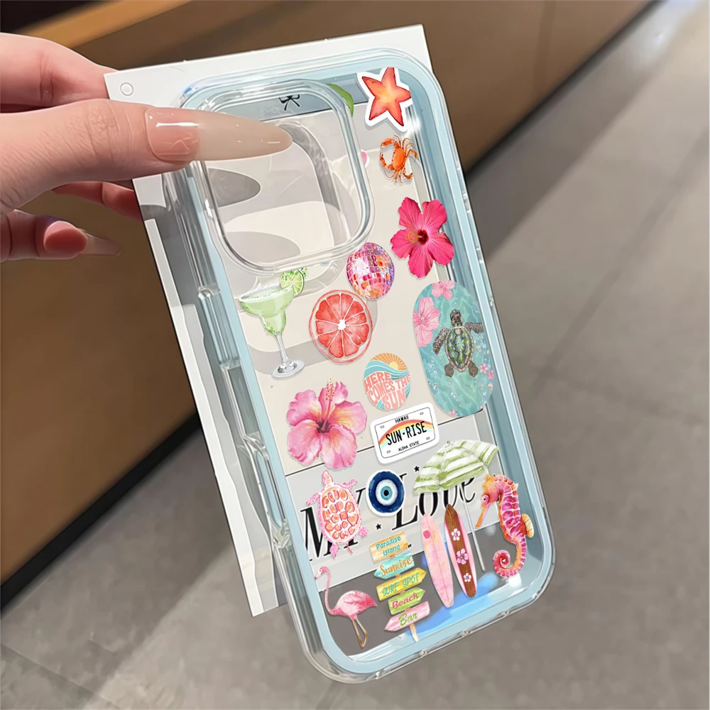 Sommer Hawaii Strand Aufkleber Transparente Handyhülle für Galaxy A57 A37 A55 A54 A36 A35 5G S25 S24 S23 Plus S26 Ultra FE 5G Weiche Hülle – Detail 2