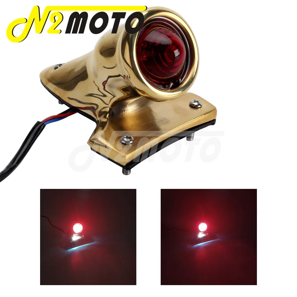 Crocker Style Motorcycle LED Taillight 12V Rear Brake Stop Lamp For Harley Chopper Bobber Cafe Racer Tail License Plate Light