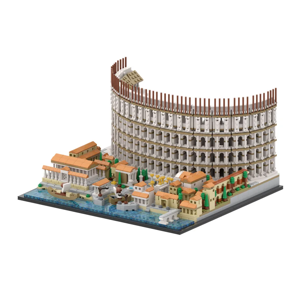 

MOC Amphitheatrum Flavium Colosseum Building Blocks Roman Architecture Compatible 21058 Tower Parthenons Palace Bricks Toys Gift