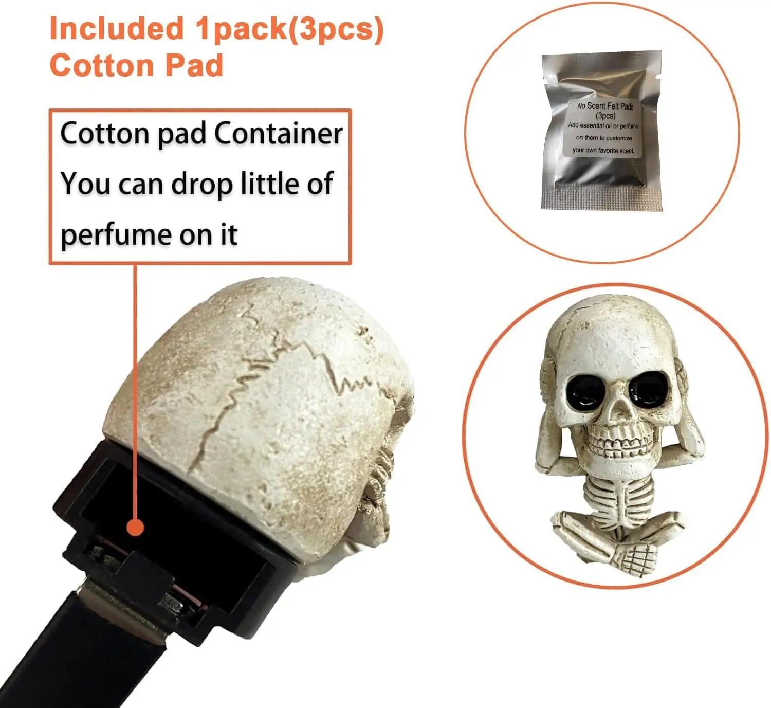 Skull Decor Car Air Freshener Vent Clip Goth Truck Interior Accessories for Horror Skeleton Halloween Dashboard Decorations