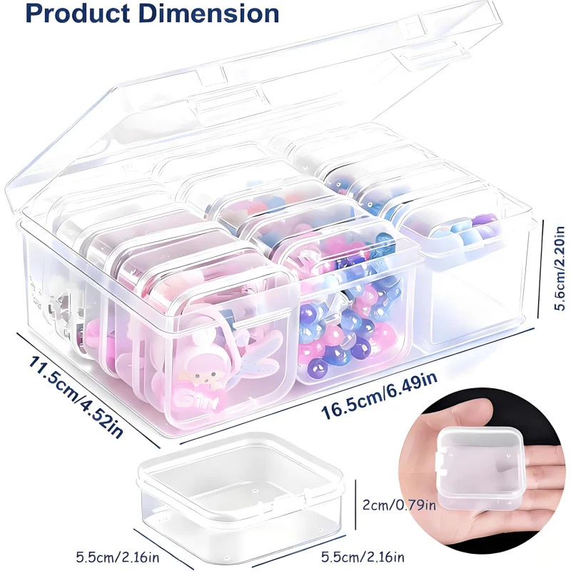 Transparente Perlenaufbewahrungsbox in verschiedenen Größen – 15, 20 oder 45 Fächer (flexible Auswahl) – Klappbarer, staubdichter Deckel – Mini-Organizer – Detail 5