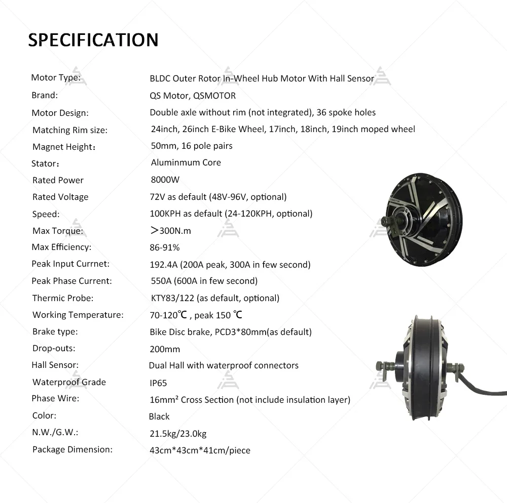 QSMOTOR QS273 8000W Motor de C - Qs273 Hub Motor 8000W 72V avaliação e preço