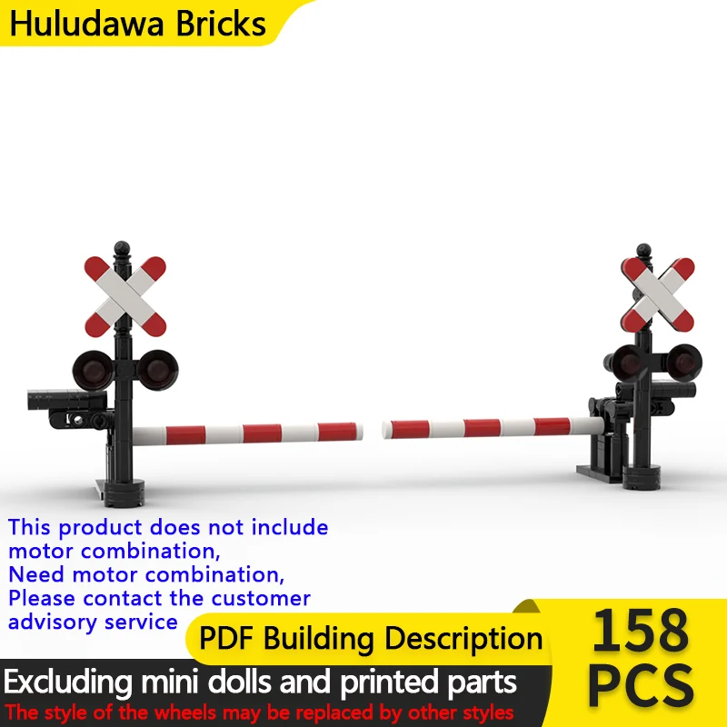 

City Street View Model MOC Building Bricks Railroad Crossing Barriers Modular Technology Children Holiday Gift Assemble Toy Suit