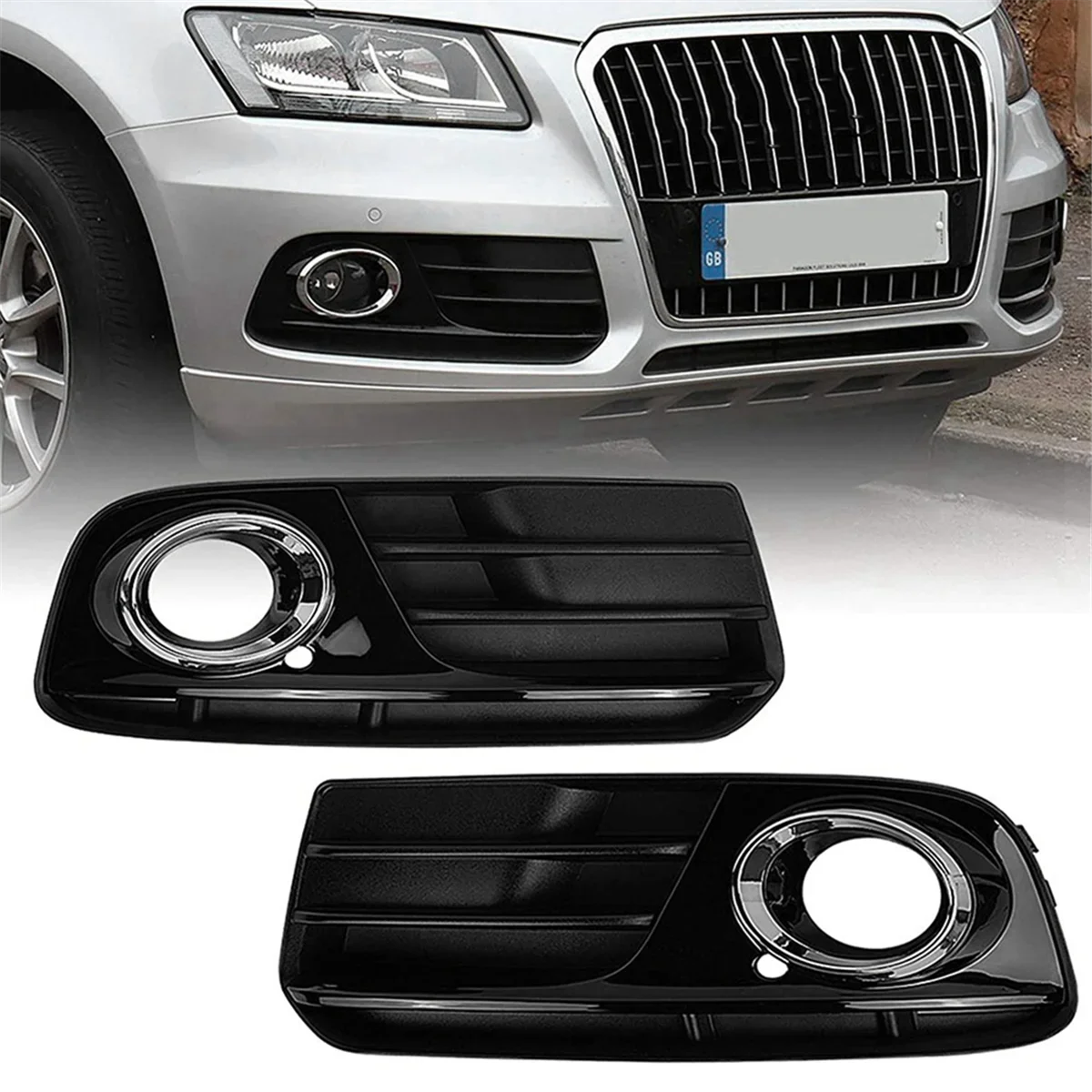 for 2013-2016 Audi Q5 front bumper fog frame grille honeycomb modified style (with bright strips) lower grille OE:8R0807681M