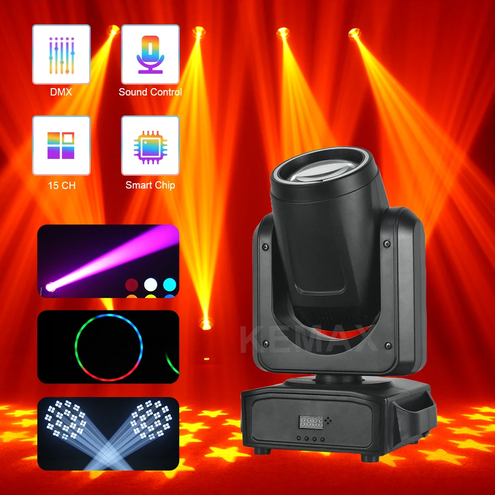 

Миниатюрные вращающиеся световые головки 200Вт, 18-гранная призма, 7 цветов, DMX512, для вечеринок, дискотек, сценического освещения, мероприятий и свадеб