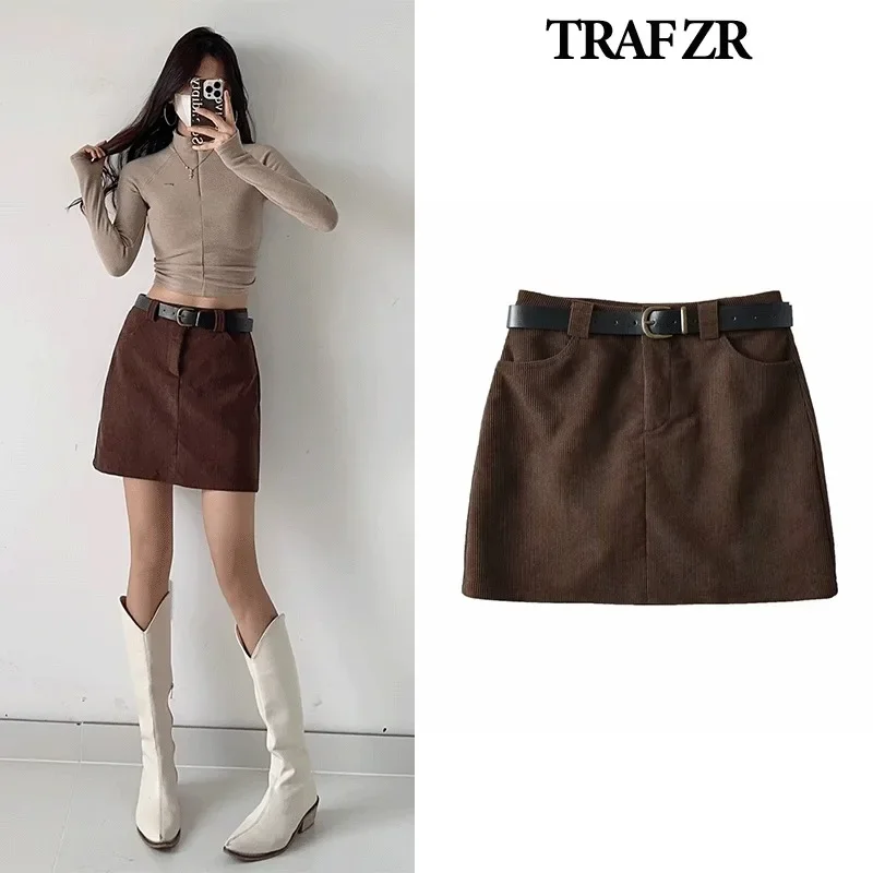 

TRAF ZR Skirt with Sashes Y2k College Clothes Women Mini Pleated Skirt Evangelical Women's Skirts Luxury Elegant Women's Skirts