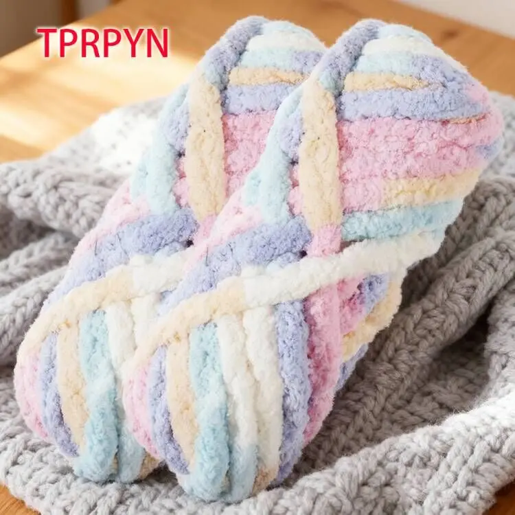 

2 шт., всего 500 г, массивная полиэфирная пряжа для ручного вязания, объемная пряжа для вязания крючком, линия для шляпы, одеяла, коврика, свитер для дома, веревка