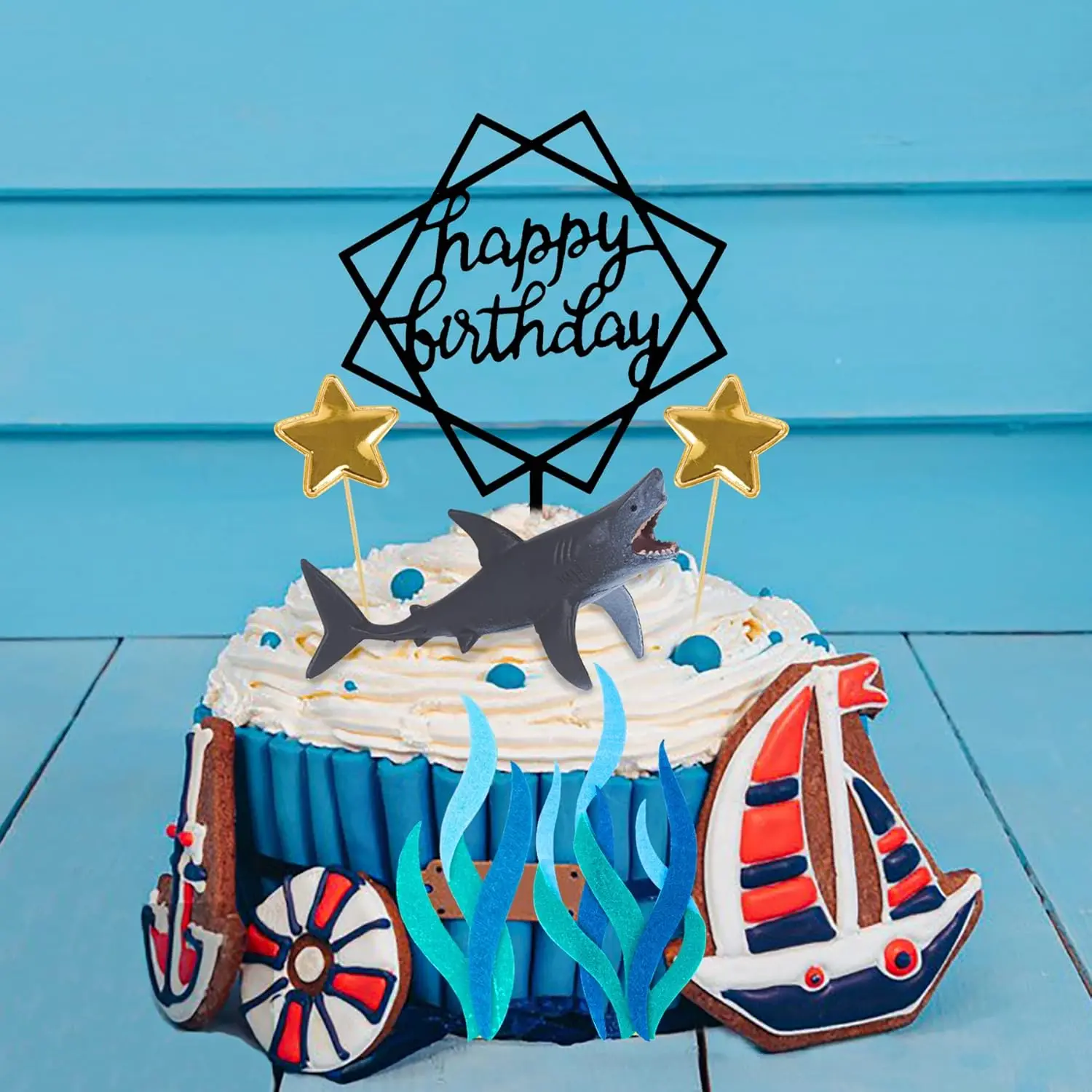 18er-Pack Hai-Kuchenaufsätze für die Angriffs-Meeresbewohner, Dekor, Ozean-Thema, Cupcake-Picks für Geburtstagsparty, Gastgeschenke, Zubehör – Detail 17