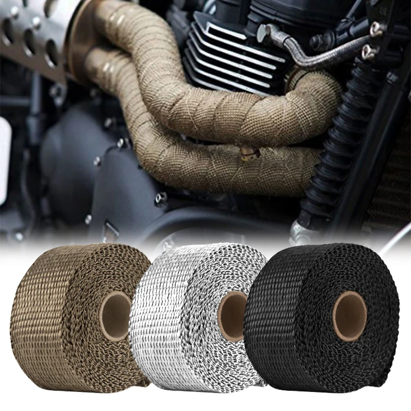 5M Motorcycle Exhaust Thermal Tape Header Heat Wrap Manifold Insulation Roll Resistant With Stainless Ties