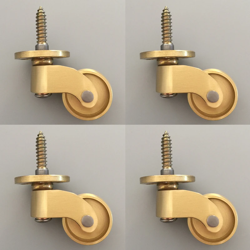 

Stock 4PCS 1'' Solid Brass Casters Table Chair Couch Cabinet Castors 360° Rotary Wheels Smoothly Moving Furniture Rollers+Screws