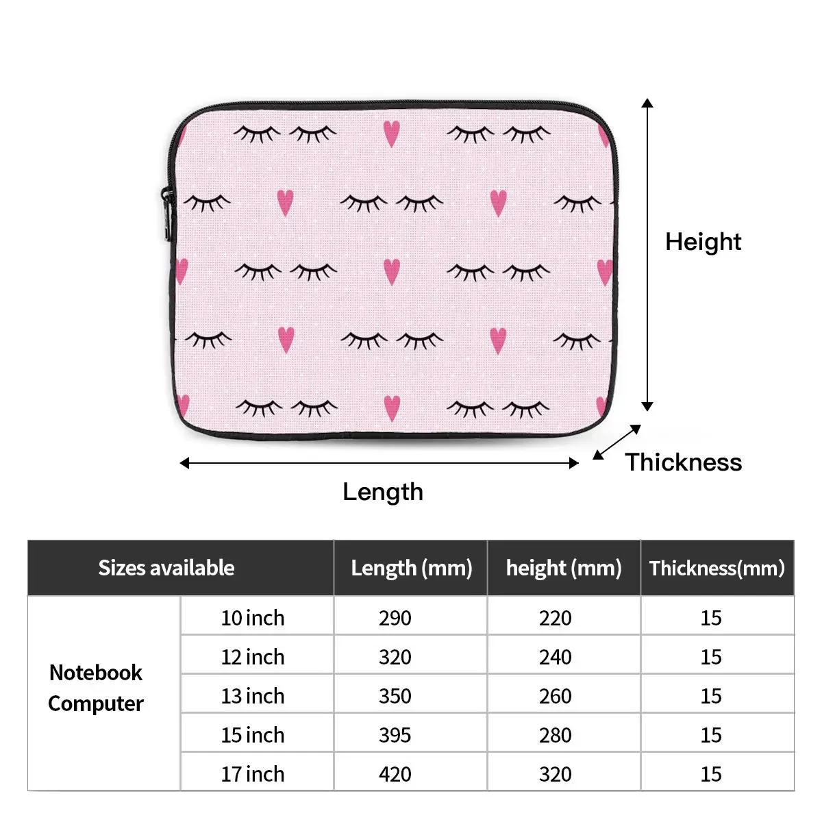 Laptop Notebook Bag Case Cute Closed Eyes Computer Liner Sleeve Cartoon Beauty Eyelash 12 13 15 17 Inch Shockproof Case Bag