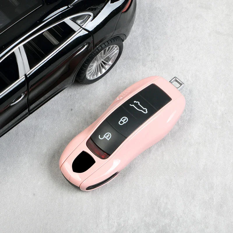 Key shell Morandi pink for Porsche Panamera Cayenne Macan 911 718 taycan Boxster Cayman remote control key cover KOB replace