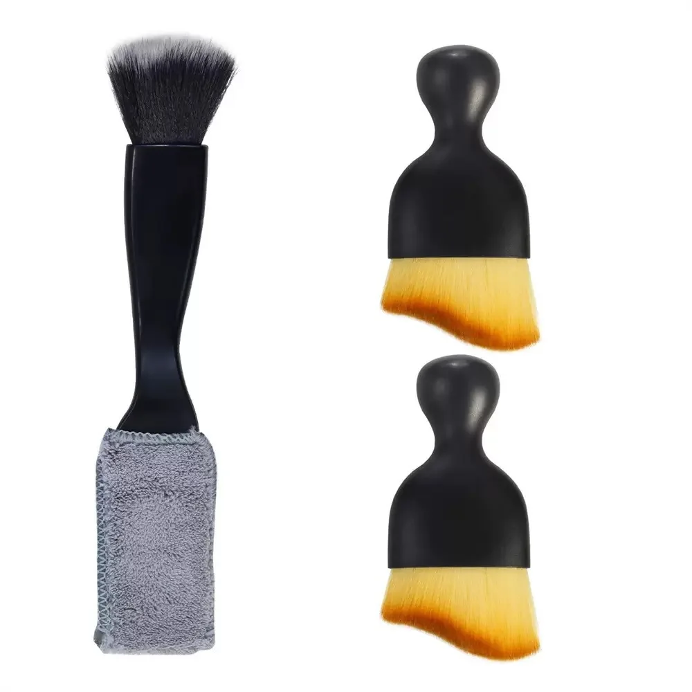 Car Interior Cleaning Brush 2 in 1 Soft Bristle Crevice Dust Remover for Air Vents Dash Detail Carpet Scraper Interior Detailing