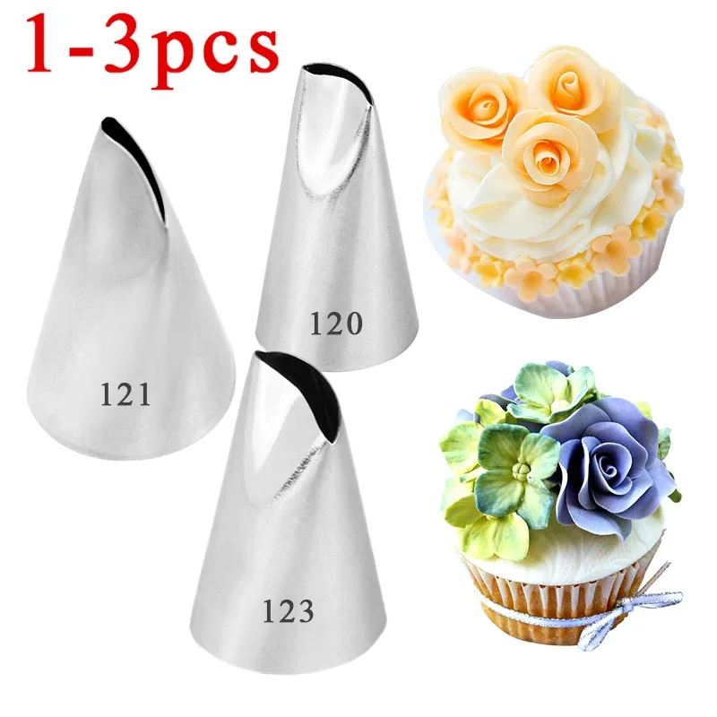 

#120 121 123 Rose Petal Cream Piping Nozzles Pastry Fondant Icing Tips Baking Tools Cake Decorating Bakeware Heart mold