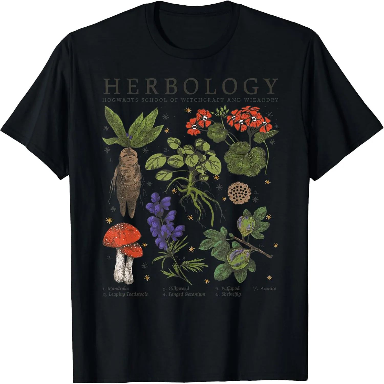 Herbology Plants Vintage Textbook Poster T-Shirt Tee for Men Women