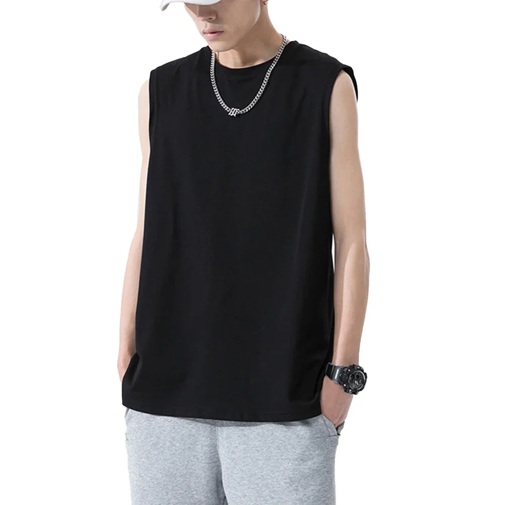 Casual Casual Vests Men Tank Tops 95 Polyester Regular Length Solid Pattern Sporty Style Loose Fit O-neck Design