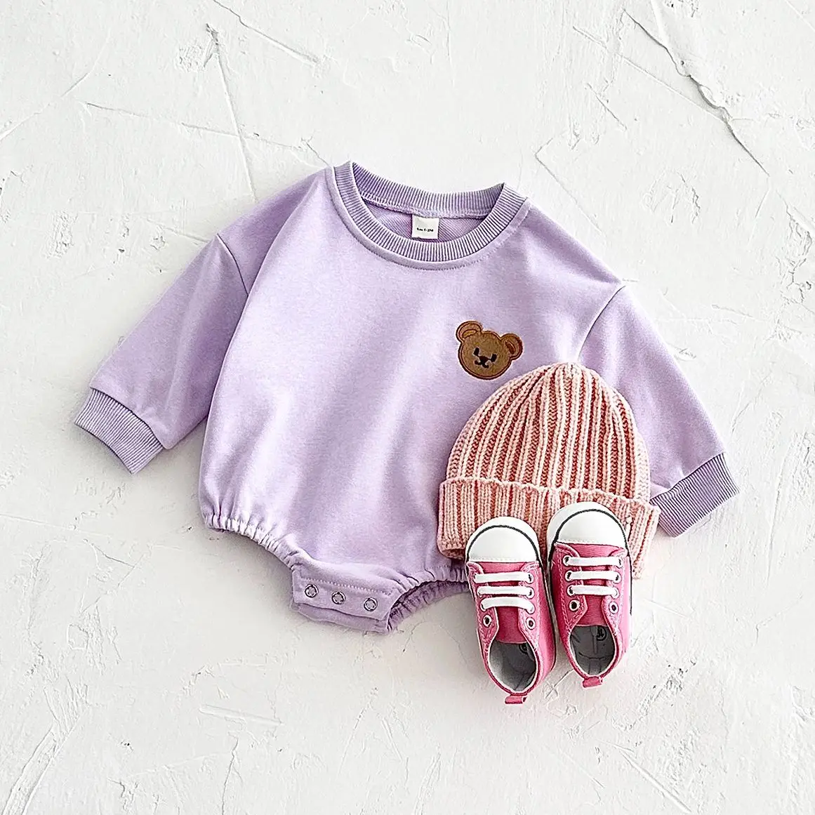 Baby Clothes Romper Long Sleeve Bear Sweatshirt Sweet Lavender Terry Cotton 0-2Y Newborn Boy Girl Bodysuits Infant Fall Winter