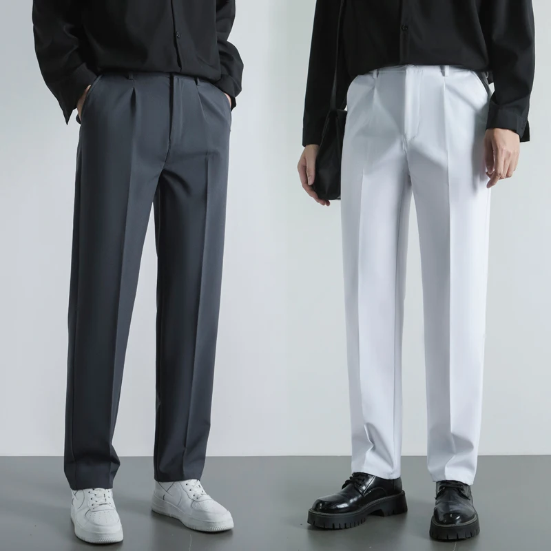 

Dark Gray Suit Trousers Men's Loose Comfortable Business Casual Pants Fashion Korean Solid Color Dress Spring Summer Clothes