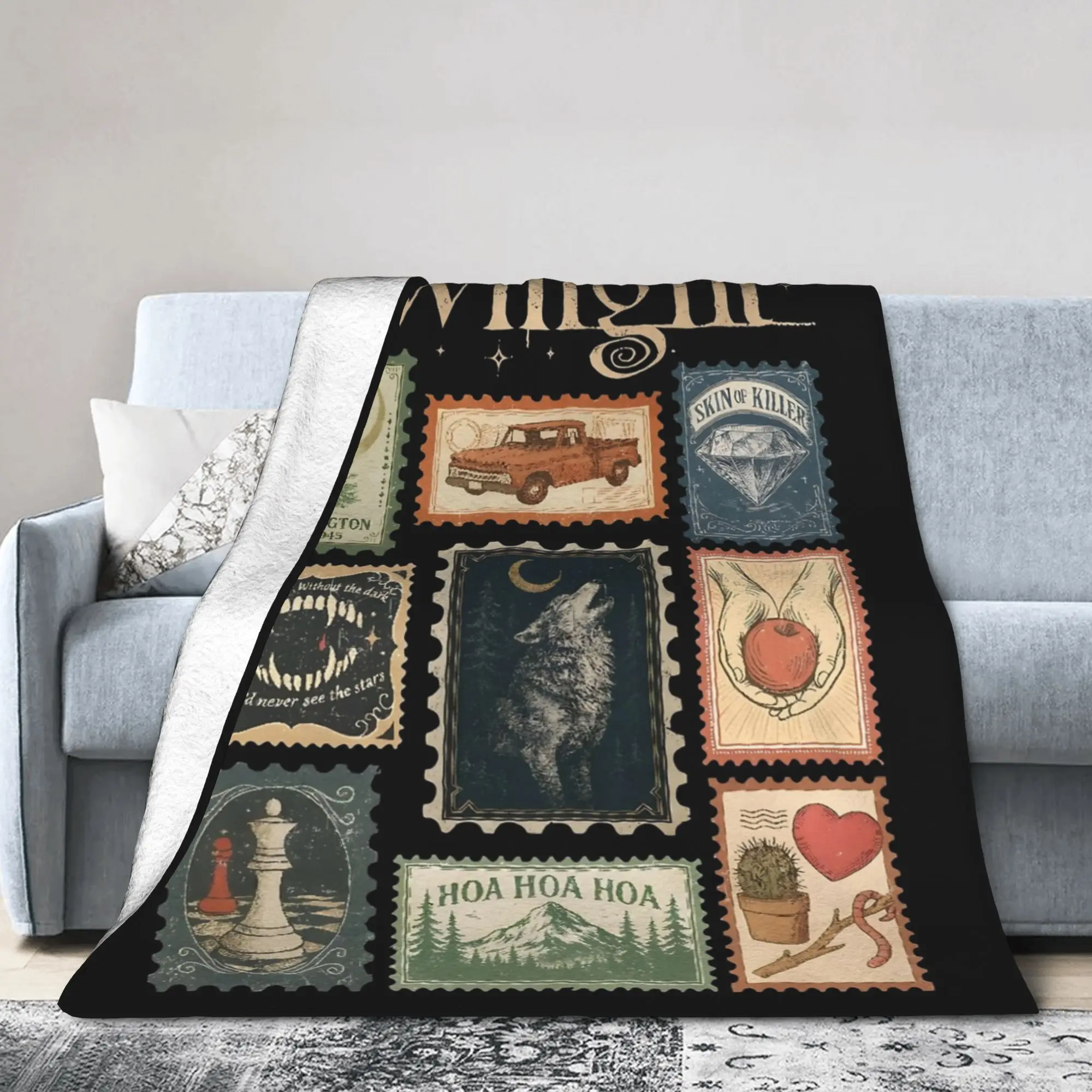 Twilight Movie stamp Blankets Fleece Printed   Multifunction Warm Throw Blankets for Home Travel Bedding Throws