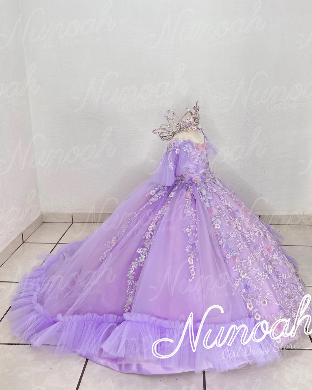 

Лавандовое платье с цветочным узором для девочек на свадьбу, с кружевными аппликациями, для дня рождения, с пайетками, роскошное платье для первого причастия, на заказ