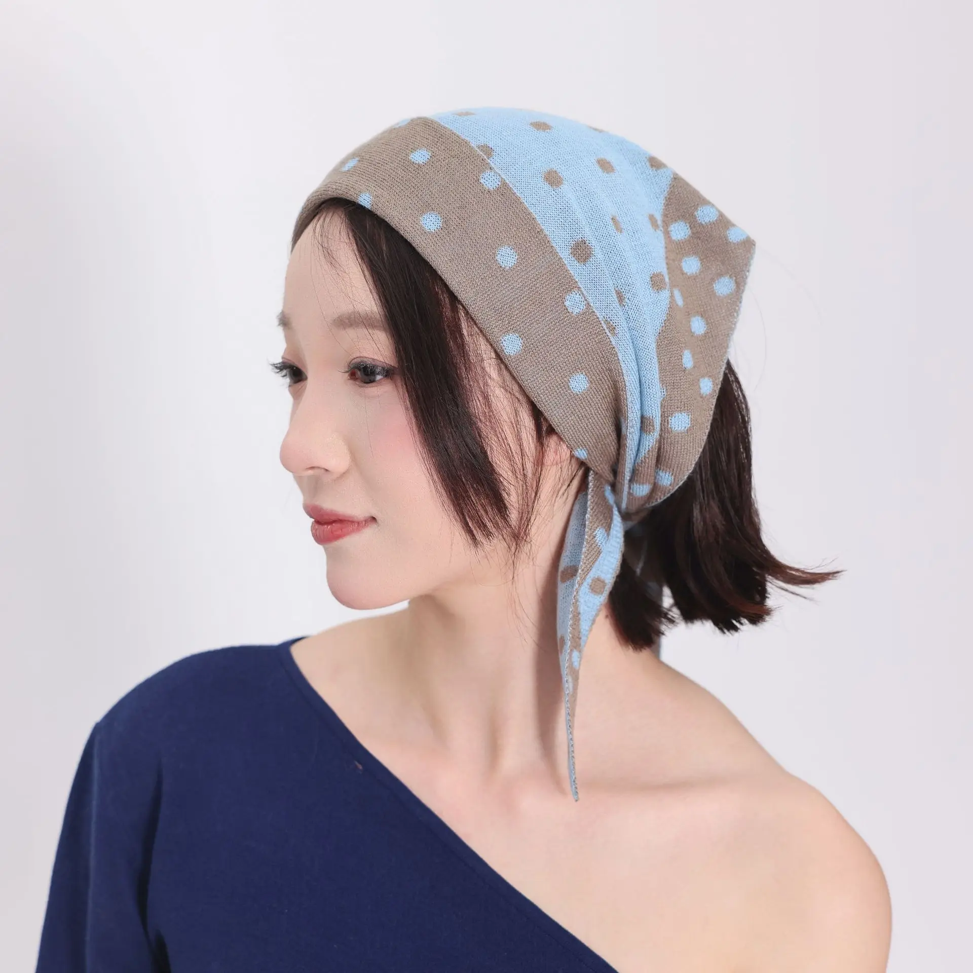New Spring Summer Autumn Polka Dot Color Block Triangle Scarf Versatile Multi Functional Outdoor Neck Sun Protection Bandana
