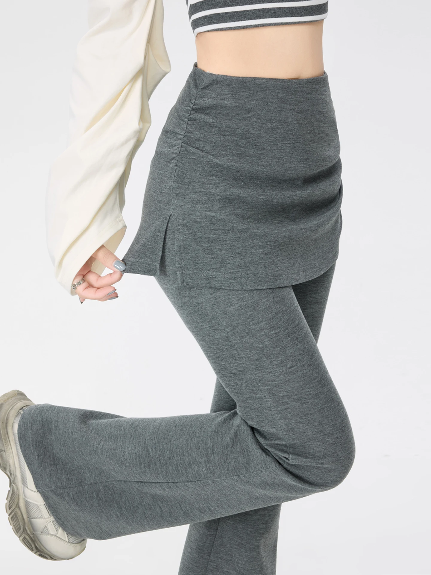 

ey Casual High Waist Wide Leg Pants Women's Spring Autumn Small Size Hip Conceal Slimming Yoga Skirt Pants Korean Sle