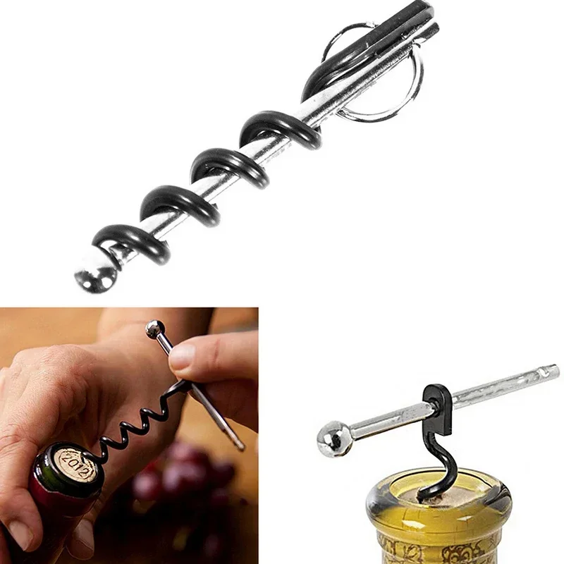 

Portable Stainless Steel Pocket Red Wine Bottle Opener Keychain Key Ring Double Hinged Corkscrew Wine Opener Kitchen Accessories