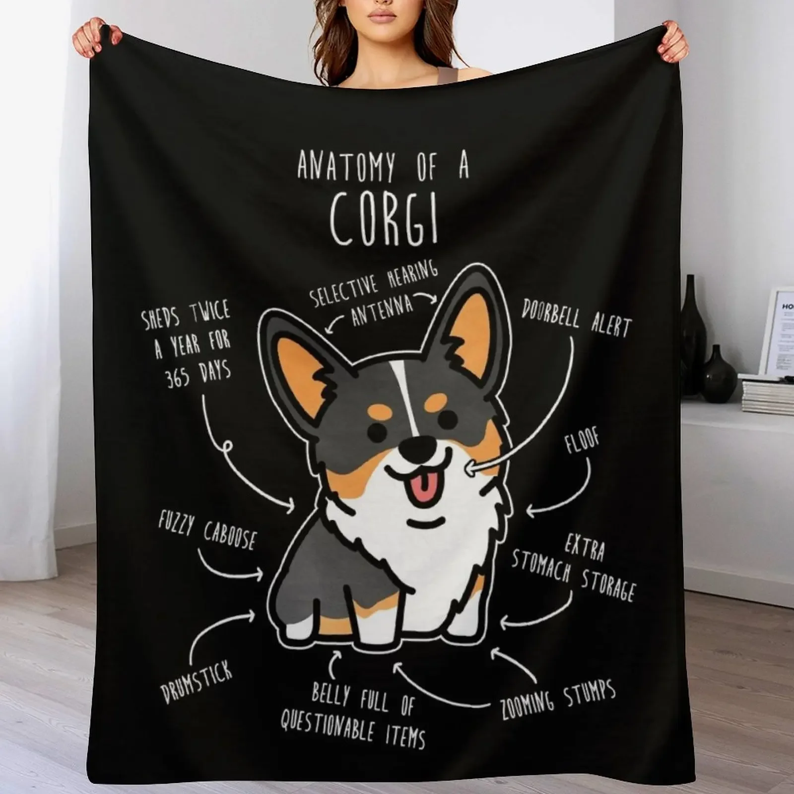 

Corgi Tri Color Dog Anatomy Throw Blanket Decorative Sofas Thermal Retros Luxury Thicken Blankets