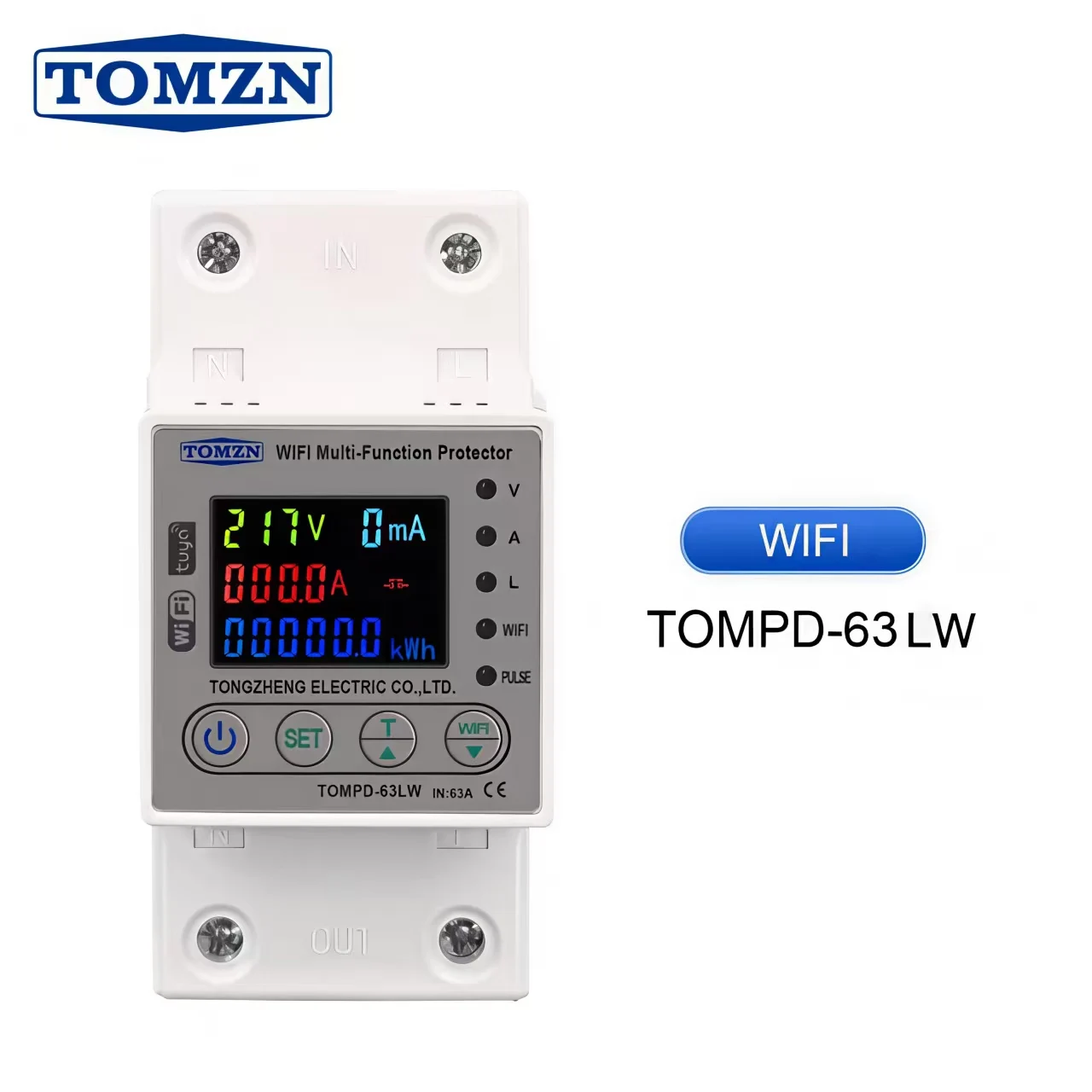 2P 63A WIFI Smart Switch smartlife Energy Meter Kwh Metering Circuit Breaker Timer with voltage current and leakage protection