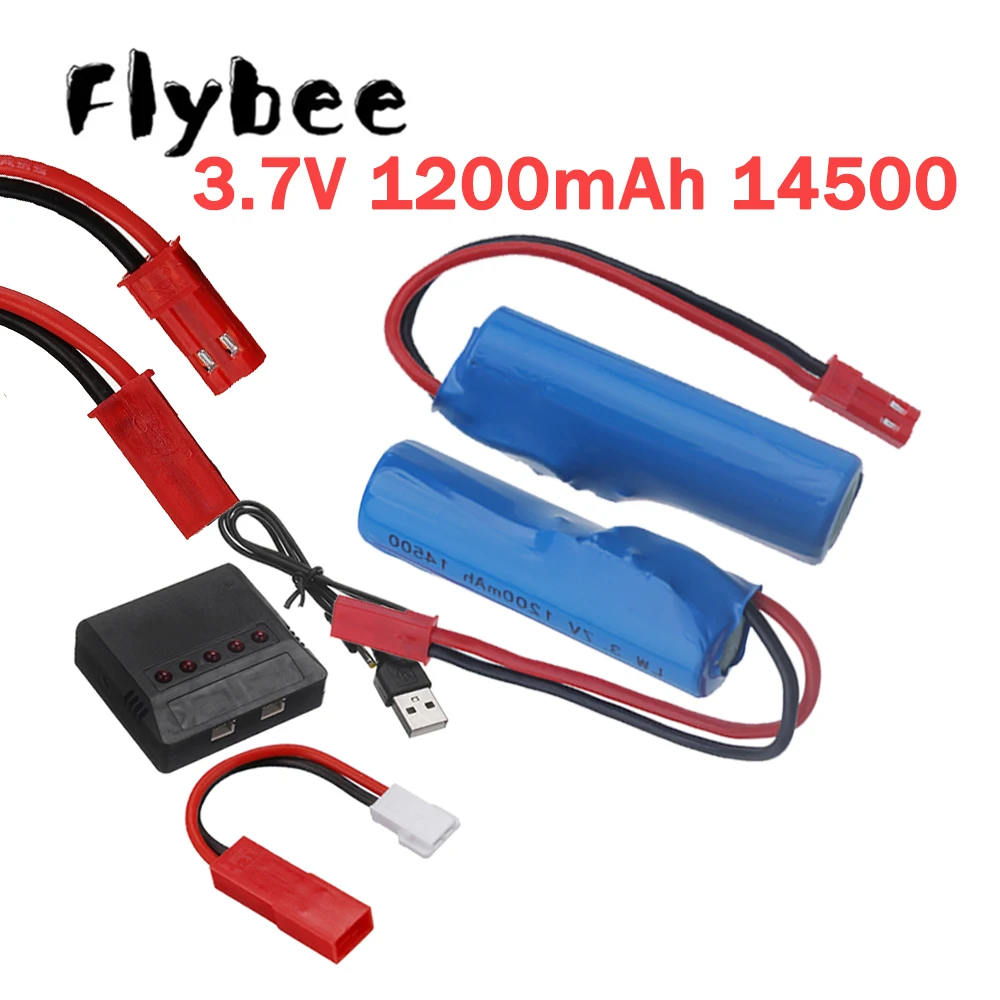 (JST plug) 14500 Li-ion 1200mAh 3.7V Battery with Charger For RC Stunt Dump Car, R/C Twist- Desert Car, RC Climbing cars