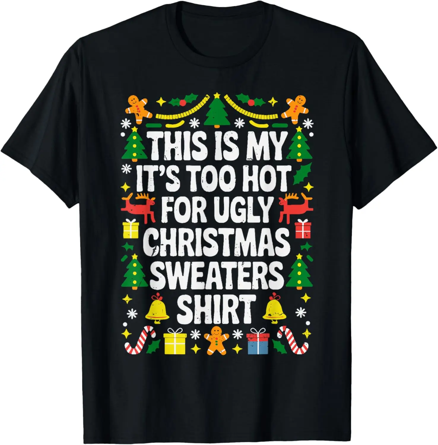 Merry Christmas Candy Cane Christmas Hat This Is My Christmas Funny Xmas PJs Men Women Gift Graphic Tshirts Fashion All-match