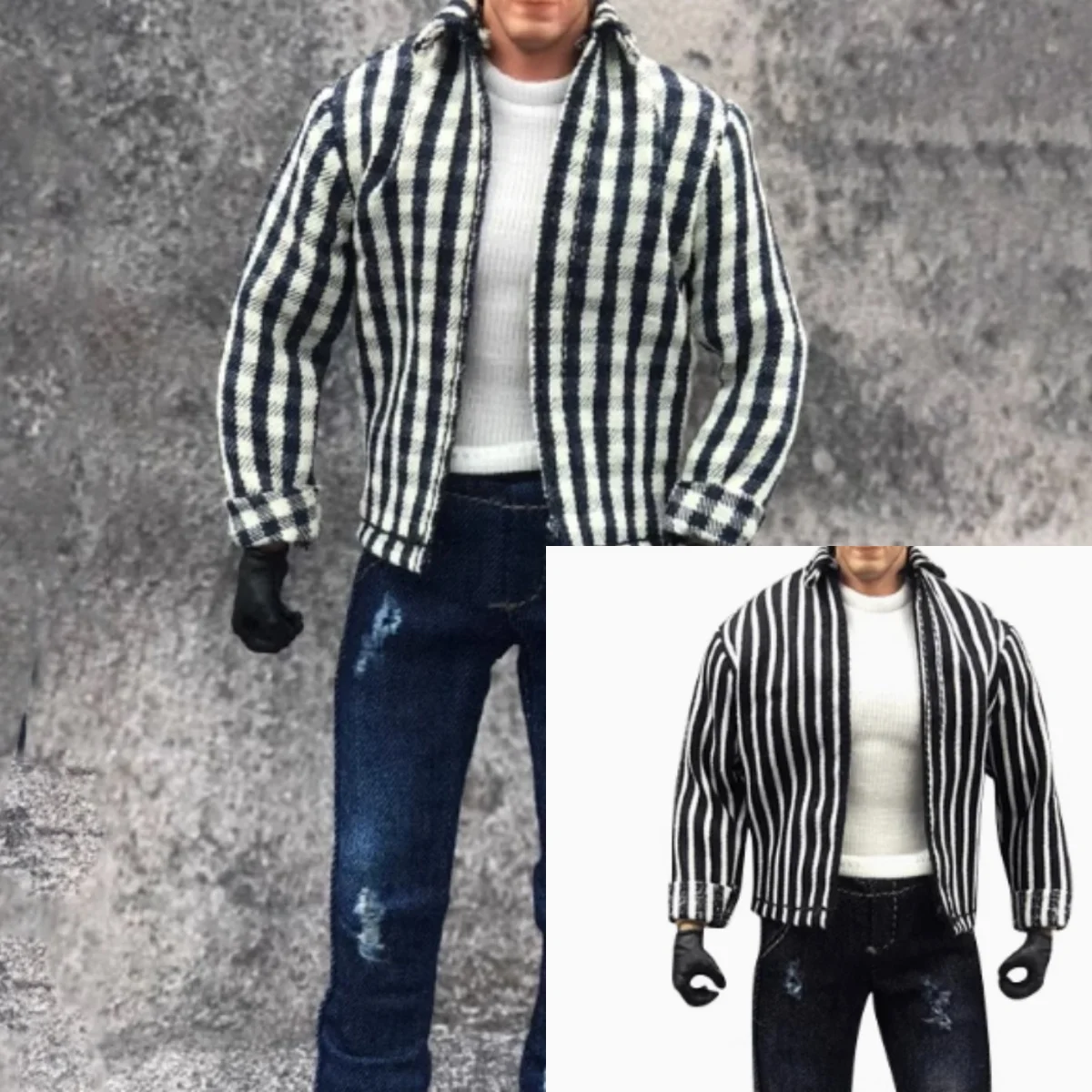 Auf Lager 1/12 Skala Männliche Soldat Klassische Hero Kleidung Set Kariertes Hemd Tuch Jeans Für 6in Action Figur Modell Spielzeug