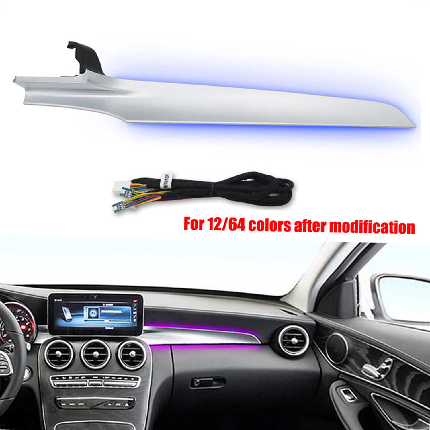 

12/64 Colors Co-Pilot Ambient Light Atmosphere Lamp For Mercedes Benz W205 X253 Car Light Decorative Lamp Strip Automobiles Part
