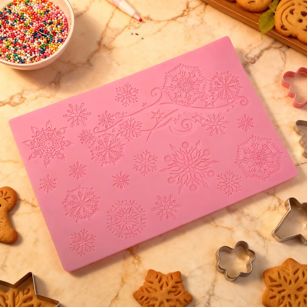 Weihnachten Kreative Schneeflocke Design Silikon Fondant Form Schokolade Knusprige Dessert Dekoration Form Küche Dessert Werkzeuge