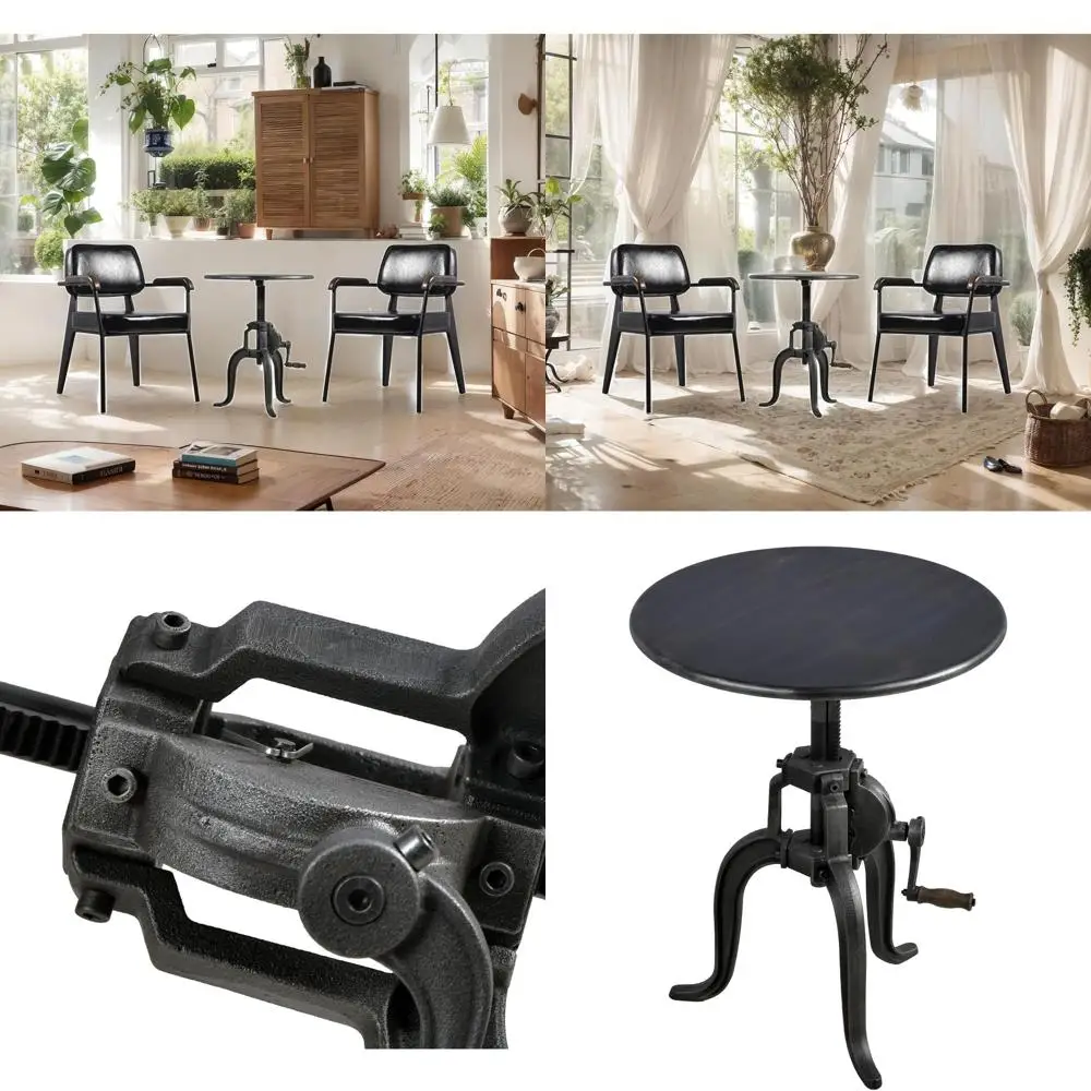 

Винтажный промышленный стол с кривошипным механизмом и элементами механического дизайна – приставной/журнальный столик для дома, кафе, бистро, паба, бара или столовой