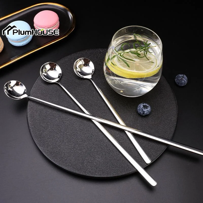 Stainless Steel Coffee Spoon Juice Tea Spoon Long Handle Tea Dessert Spoon Ice Cream Scoop Tableware Stirring Spoon Kitchen Too