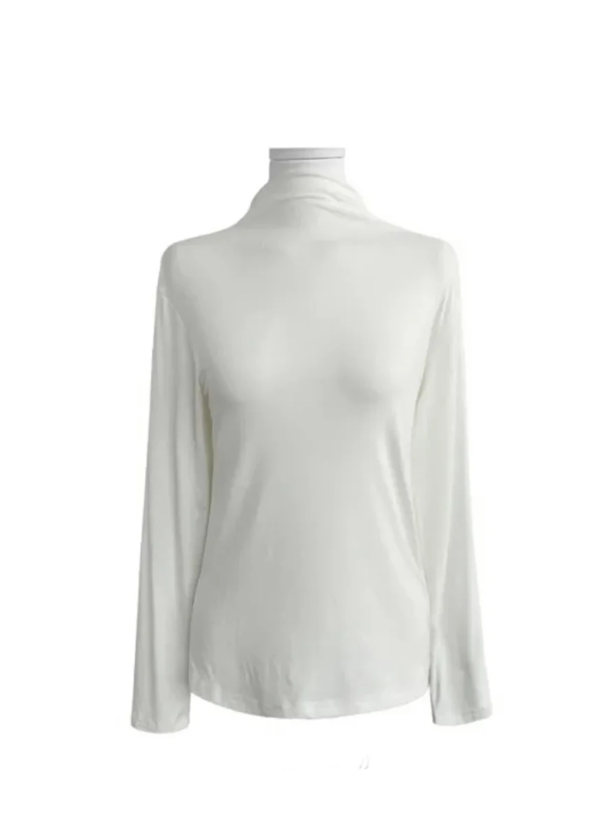 Korean Sle High Collar Long Sve Slim Fit Women's T-irt Inner Wear Top Faionable Autumn Winter Item Simple Design