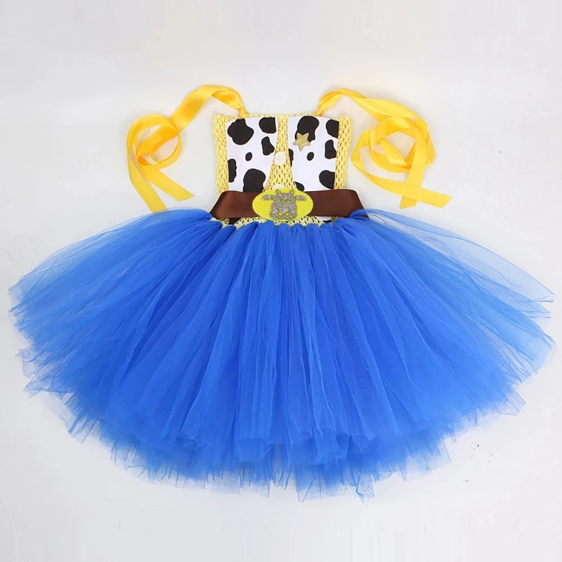 Cowgirl Toy Woody Dresses for Girls Christmas Halloween Outfits Kids Puppet Cosplay Costumes Fancy Tutus with Cowboy Hat Scarf image 5