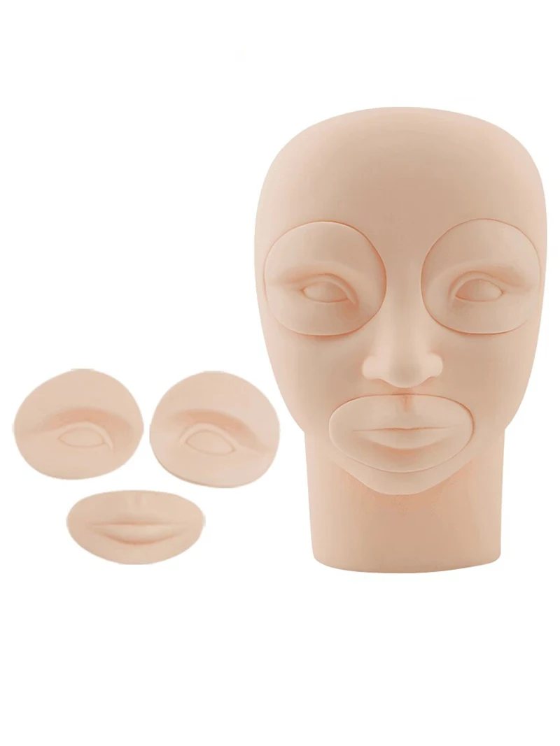 

SONG LASHES 3D Permanent Makeup Practice Skin Replacement 2 Eyes and 1 lips training mannequin head For Tattoo Practice Skin